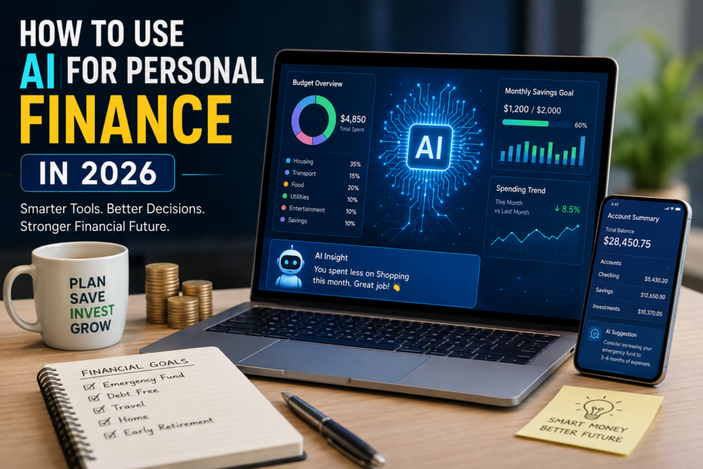 Discover how to use AI for personal finance in 2026 to budget smarter, save money, track expenses, and make better financial decisions.