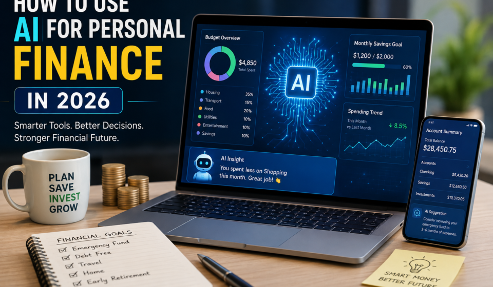 Discover how to use AI for personal finance in 2026 to budget smarter, save money, track expenses, and make better financial decisions.